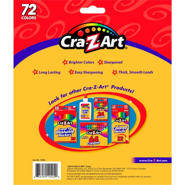 Cra-Z-Art Colored Pencils, 72 Assorted Lead and Barrel Colors, 72