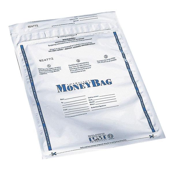 PMC58001 PM Company SecurIT Tamper-Evident Deposit Bags, 9 x 12, Plastic, White, 100 per Pack
