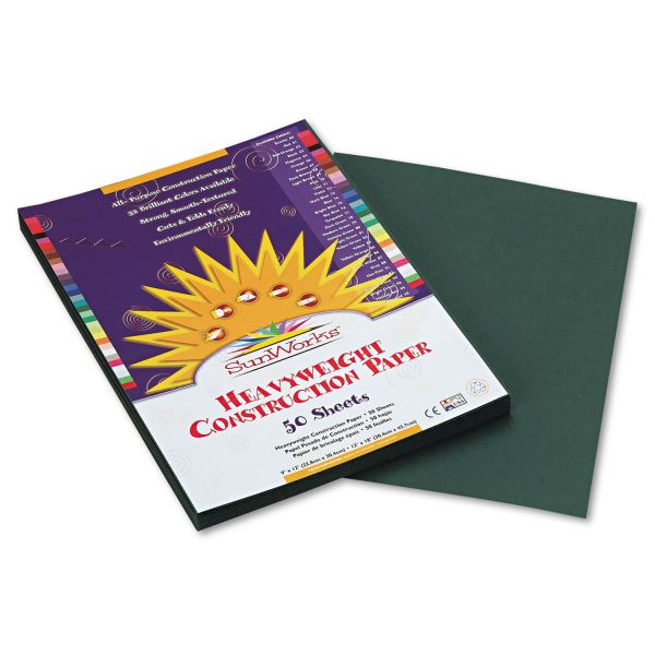 PAC7803 SunWorks Construction Paper, 58 lbs., 9 x 12, Dark Green, 50 Sheets/Pack