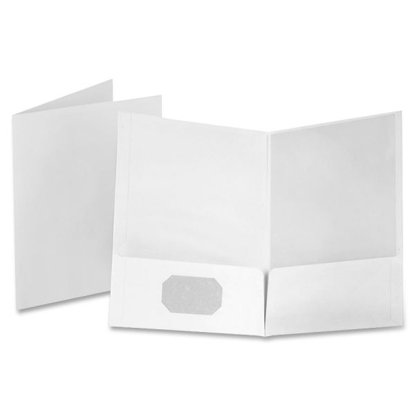 OXF53404 Oxford Linen Finish Twin Pocket Folders, Letter, White, 25/Box