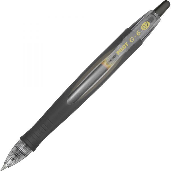 PIL31401 Pilot G6 Retractable Gel Ink Pen, Refillable, Black Ink, .7mm