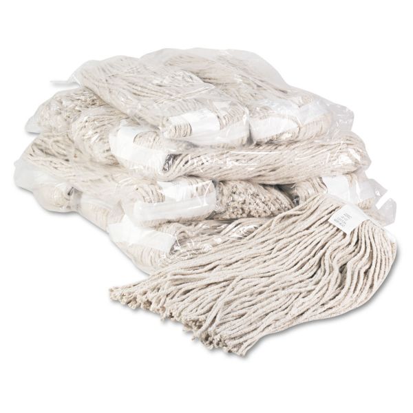 BWK220CCT Boardwalk Premium Cut-End Wet Mop Heads, Cotton, 20oz, White, 12/Carton