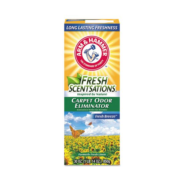 CDC3320011536 Arm & Hammer Fresh Scentsations Carpet Odor Eliminator, Fresh Breeze, 30 oz Box, 6/Carton