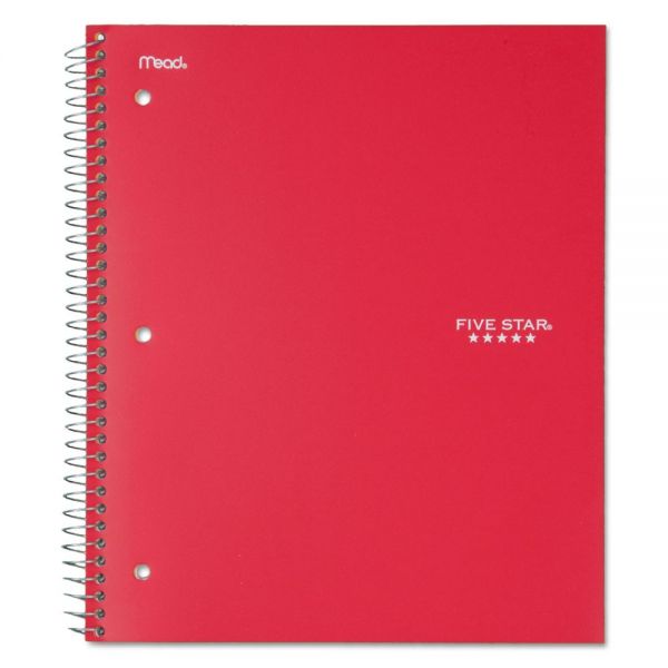 MEA72053 Five Star Wirebound Notebook, College Rule, 11 x 8 1/2, 100 Sheets, Red