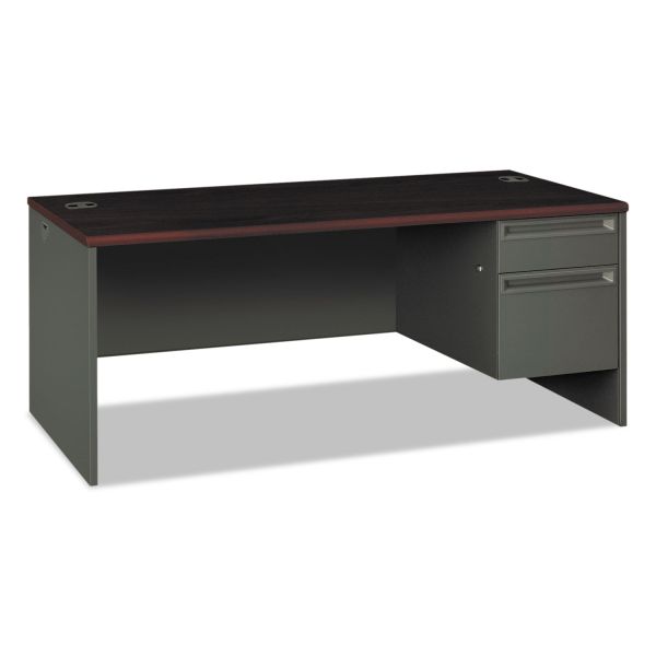 HON38293RNS HON 38000 Series Right Pedestal Desk, 72w x 36d x 29-1/2h, Mahogany/Charcoal