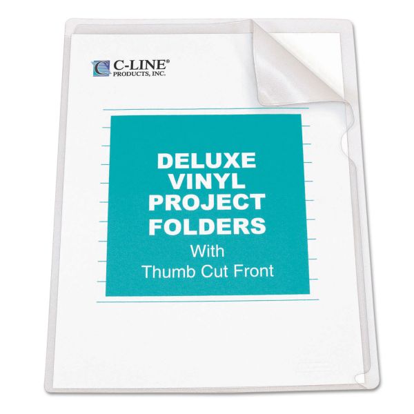 CLI62138 C-Line Deluxe Project Folders, Jacket, Letter, Vinyl, Clear, 50/Box