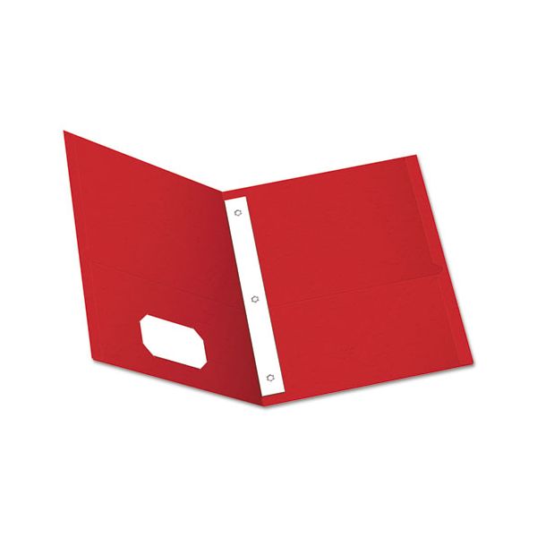 OXF57711 Oxford Twin-Pocket Folders with 3 Fasteners, 85-Sheet Capacity, Red, 25/Box