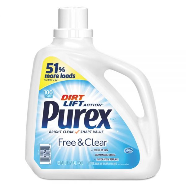 DIA05020EA Purex Free and Clear Liquid Laundry Detergent, Unscented, 150 oz Bottle
