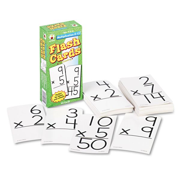 CDPCD3930 Carson-Dellosa Publishing Flash Cards, Multiplication Facts 0-12, 3w x 6h, 94/Pack