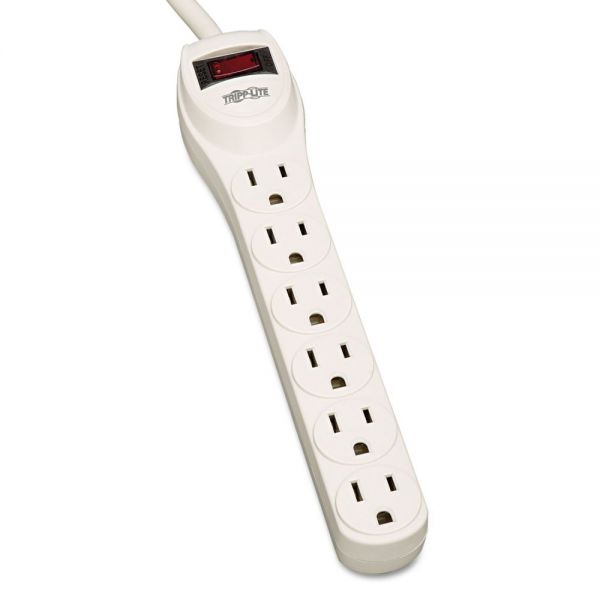 TRPTLP602 Tripp Lite TLP602 Surge Suppressor, 6 Outlets, 2 ft Cord, 180 Joules, Light Gray