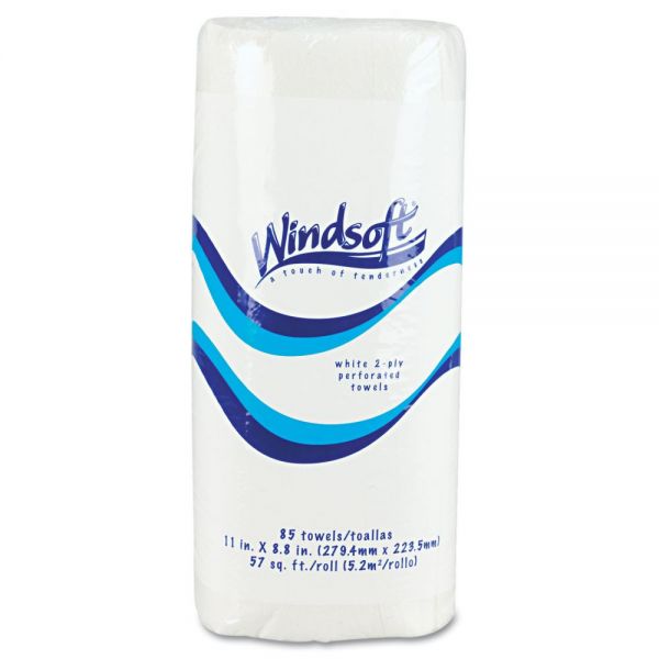 WIN122085RL Windsoft Perforated Paper Towel Rolls, 11 x 8 4/5, 2-Ply, White, 85 Sheets/Roll