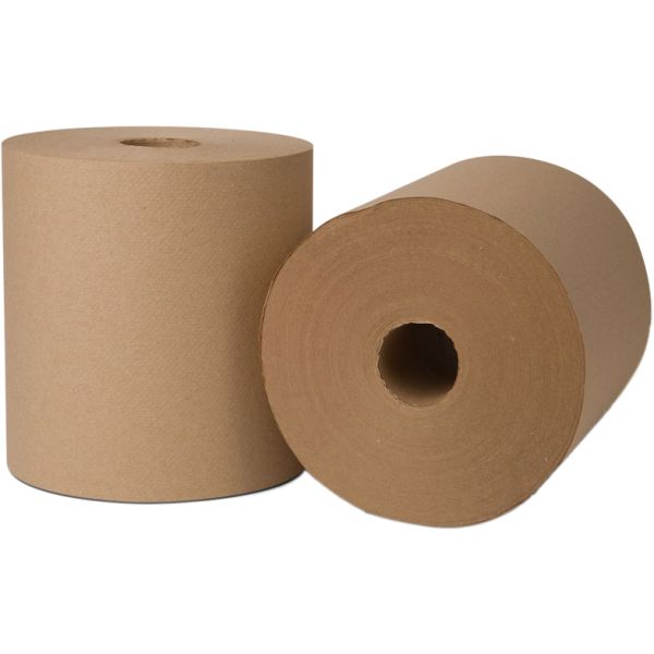 WAU45800 Wausau Paper EcoSoft Hardwound Roll Towels, 800 ft x 8 in, Natural, 6 Rolls/Carton