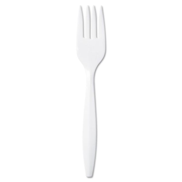 DXEPFM21 Dixie Plastic Cutlery, Mediumweight Forks, White, 1000/Carton