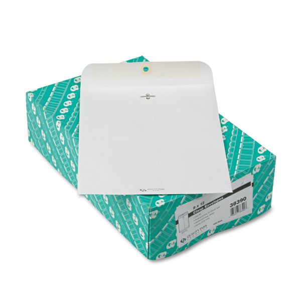 QUA38390 Quality Park Clasp Envelope, 9 x 12, 28lb, White, 100/Box