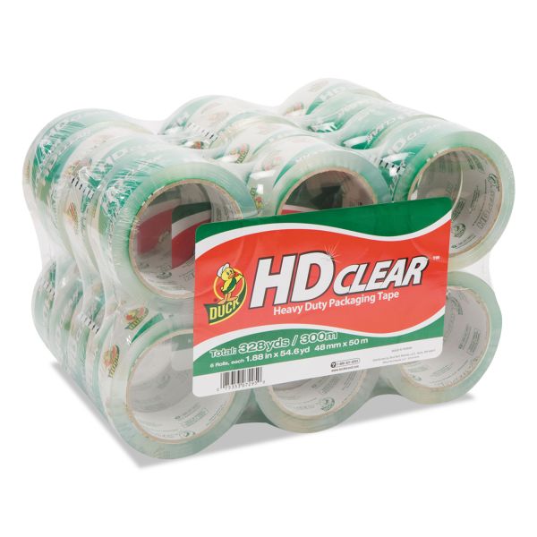 DUC393730 Duck Heavy-Duty Carton Packaging Tape, 1.88" x 55yds, Clear, 24/Pack