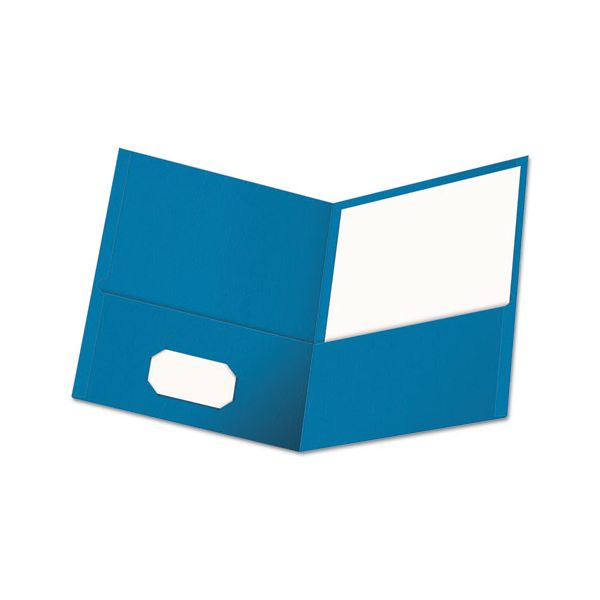 UNV56601 Universal Two-Pocket Portfolio, Embossed Leather Grain Paper, Light Blue, 25/Box