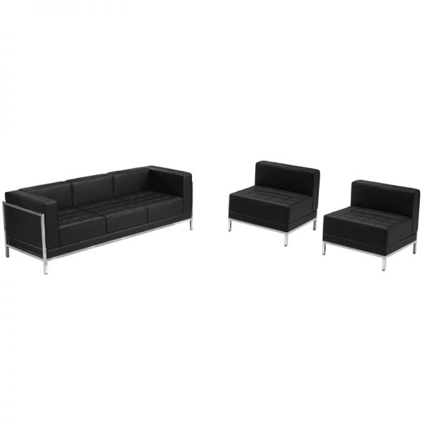 FHFZBIMAGSET13GG Flash Furniture HERCULES Imagination Series Black Leather Sofa & Chair Set