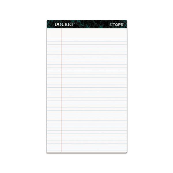 TOP63590 TOPS Docket Ruled Perforated Pads, 8 1/2 x 14, White, 50 Sheets, Dozen
