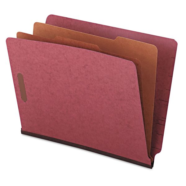 UNV10315 Universal Pressboard End Tab Classification Folders, Letter, Six-Section, Red, 10/Box