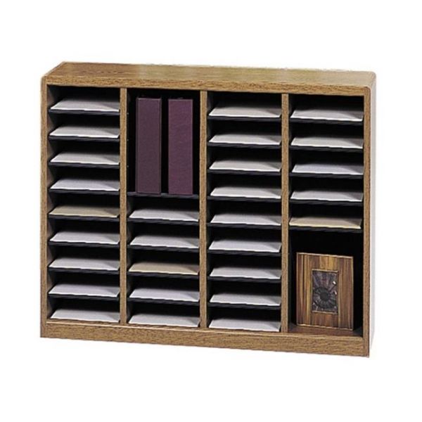 SAF9321MO Safco 36 Compartments E-Z Stor Light Wood Literature Organizer
