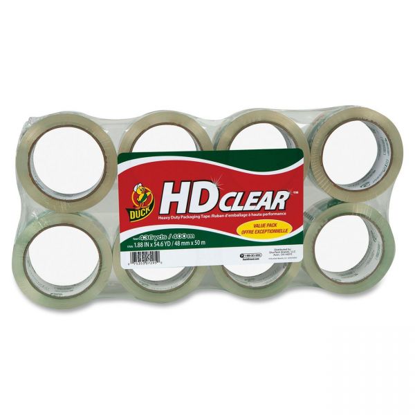 DUC282195 Duck Heavy-Duty Carton Packaging Tape, 1.88" x 55 yards, Clear, 8/Pack