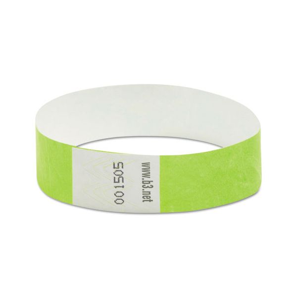 BAU85060 SICURIX Wristpass Security Wristbands, 3/4" x 10", Green, 100/Pack
