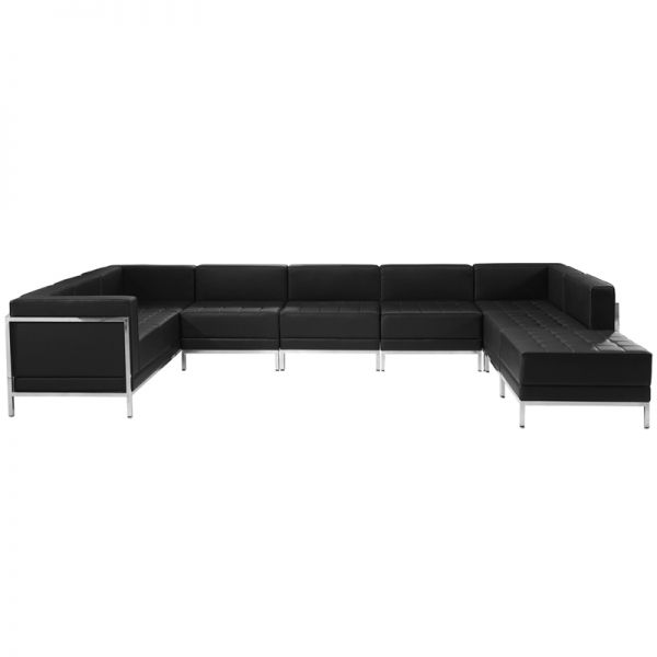 FHFZBIMAGUSECTSET4GG Flash Furniture HERCULES Imagination Series Black Leather U-Shape Sectional Configuration, 7 Pieces