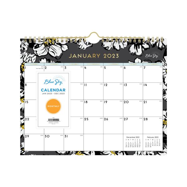 Blue Sky Monthly Wall Calendar 8 3 4 X 11 Baccara Dark January To 