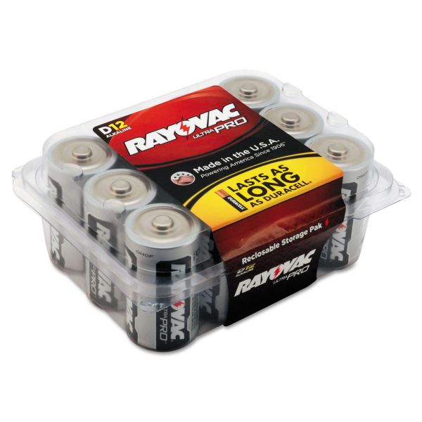 RAYALD12PPJ Rayovac Ultra Pro Alkaline Batteries, D, 12/Pack