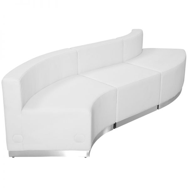 FHFZB803830SETWHGG Flash Furniture HERCULES Alon Series Melrose White Leather Reception Configuration, 3 Pieces