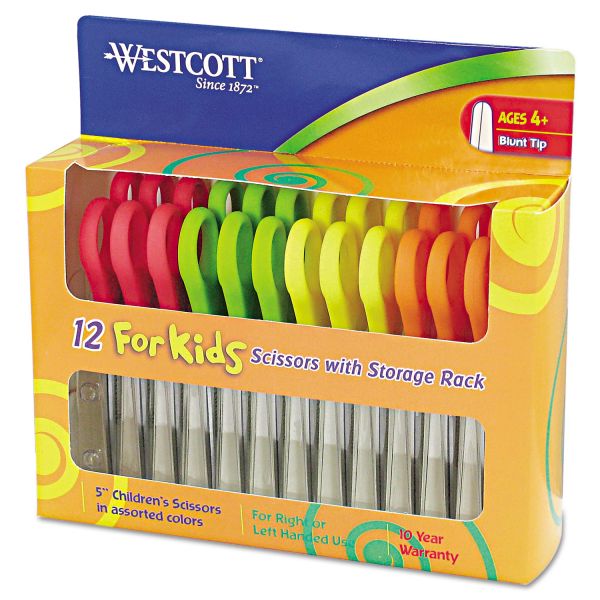ACM13140 Westcott Kids Scissors, 5" Blunt, Assorted, 12/Pack