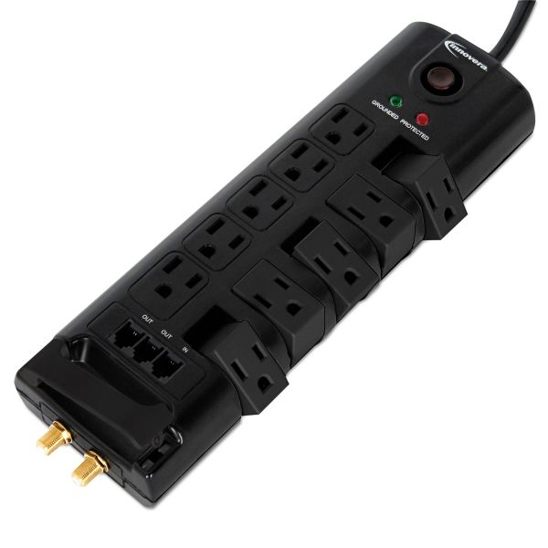 IVR71657 Innovera Surge Protector, 10 Outlets, 6 ft Cord, 2880 Joules, Black