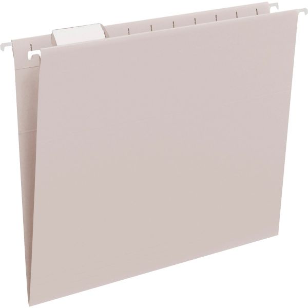SMD64063 Smead Hanging File Folders, 1/5 Tab, 11 Point Stock, Letter, Gray, 25/Box