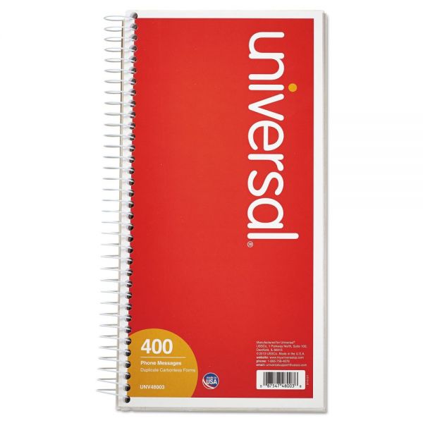 UNV48003 Universal Wirebound Message Books, 5 x 3 3/8, Two-Part Carbonless, 400 Sets/Book