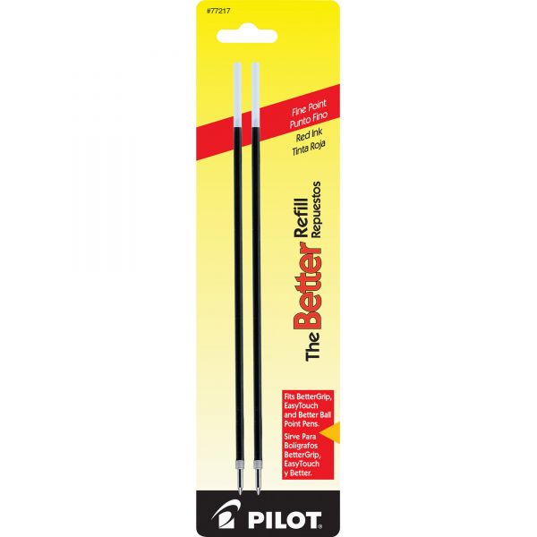 PIL77217 Pilot Refill, Non-retract Better/BetterGrip/EasyTouch Ballpoint, Fine, Red, 2/Pack