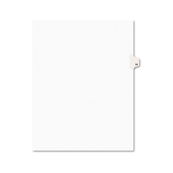 AVE01058 Avery-Style Legal Exhibit Side Tab Divider, Title: 58, Letter, White, 25/Pack