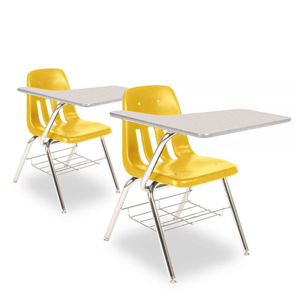 VIR9700BR47091 Virco 9700 Series Chair Desk, 18-3/4w x 31d x 30-1/2h, Gray Nebula/Squash, 2/Carton