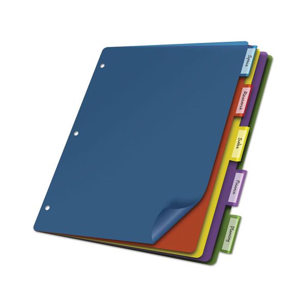 CRD84018 Cardinal Poly Index Dividers, 5-Tab, Multi-color Tab, Letter, 4 Sets