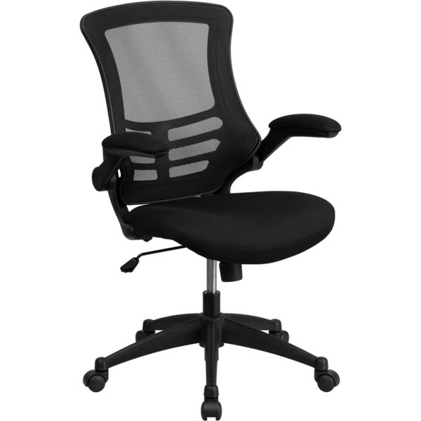 FHFBLX5MBKGG Flash Furniture Mid-Back Mesh Swivel Task Chair with Flip-Up Arms