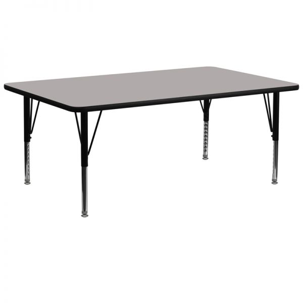 FHFXUA3072RECGYHPGG Flash Furniture 30''W x 72''L Rectangular Activity Table with 1.25'' Thick High Pressure Grey Laminate Top and Height Adjustable Preschool Legs
