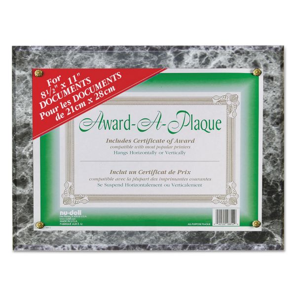 NUD18815M NuDell Award-A-Plaque Document Holder, Acrylic/Plastic, 10-1/2 x 13, Black