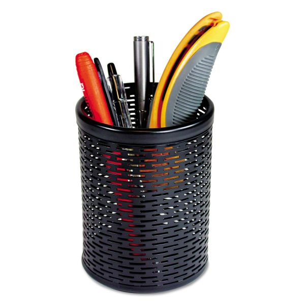 AOPART20005 Artistic Urban Collection Punched Metal Pencil Cup, 3 1/2 x 4 1/2, Black