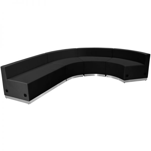 FHFZB803760SETBKGG Flash Furniture HERCULES Alon Series Black Leather Reception Configuration, 4 Pieces