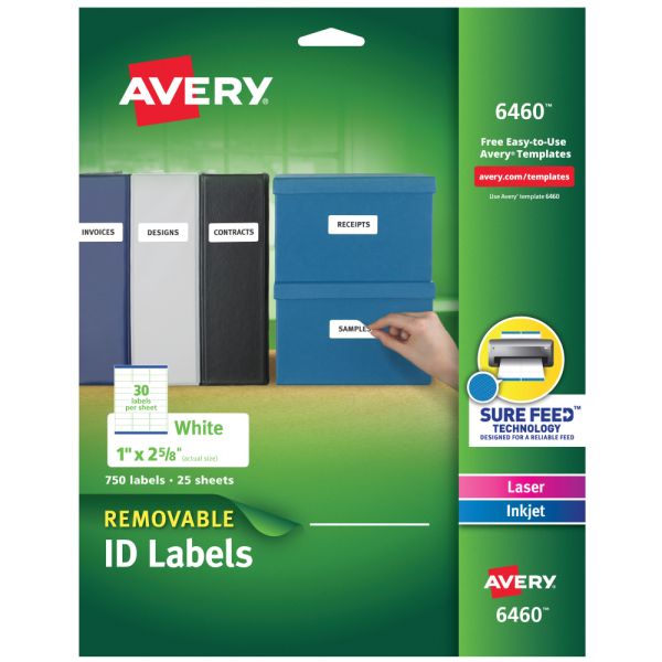 Avery 05440 Print Or Write Removable Multi-Use Labels, 1-1/2 X 3, White, 150/Pac