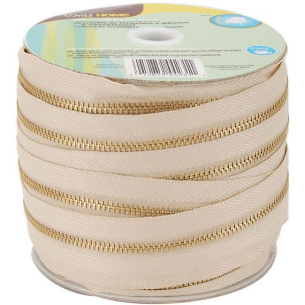 NOTM103424 Brass Upholstery Zipper By-The-Yard 35yd