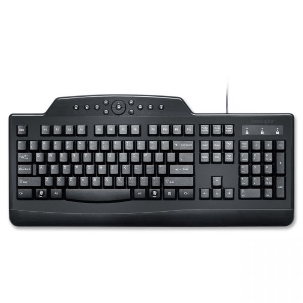 KMW72407 Kensington Pro Fit Wired Media Keyboard, Full Size, Black