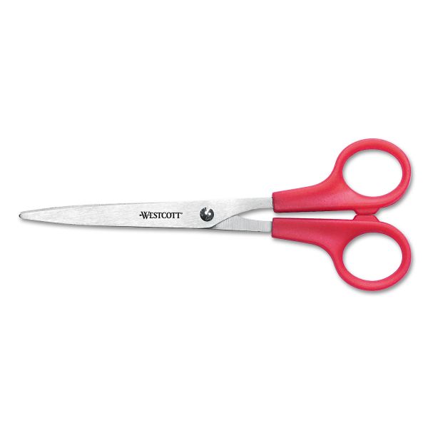 ACM40617 Westcott Value Line Stainless Steel Shears, 7" Long, Red