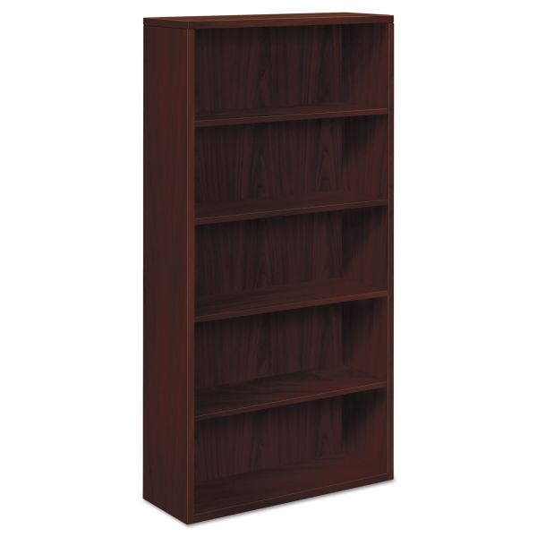 HON105535NN HON 10500 Series Laminate Bookcase, Five-Shelf, 36w x 13-1/8d x 71h, Mahogany