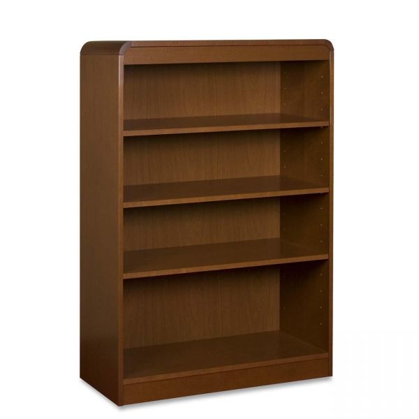 LLR85051 Lorell Radius 4-Shelf Hardwood Veneer Bookcase