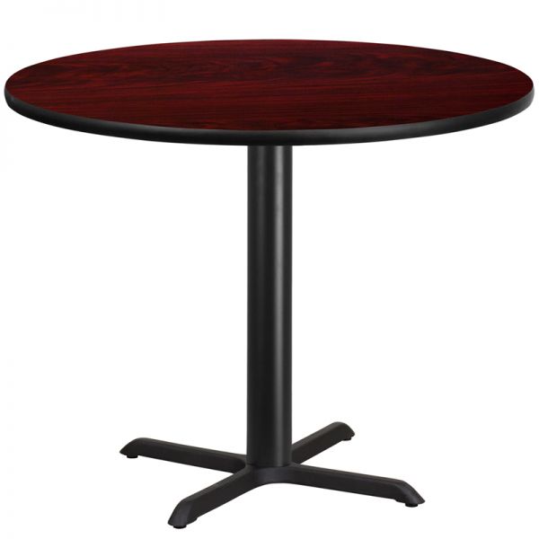 FHFXURD42MAHTBT3333GG Flash Furniture 42'' Round Mahogany Laminate Table Top with 33'' x 33'' Table Height Base